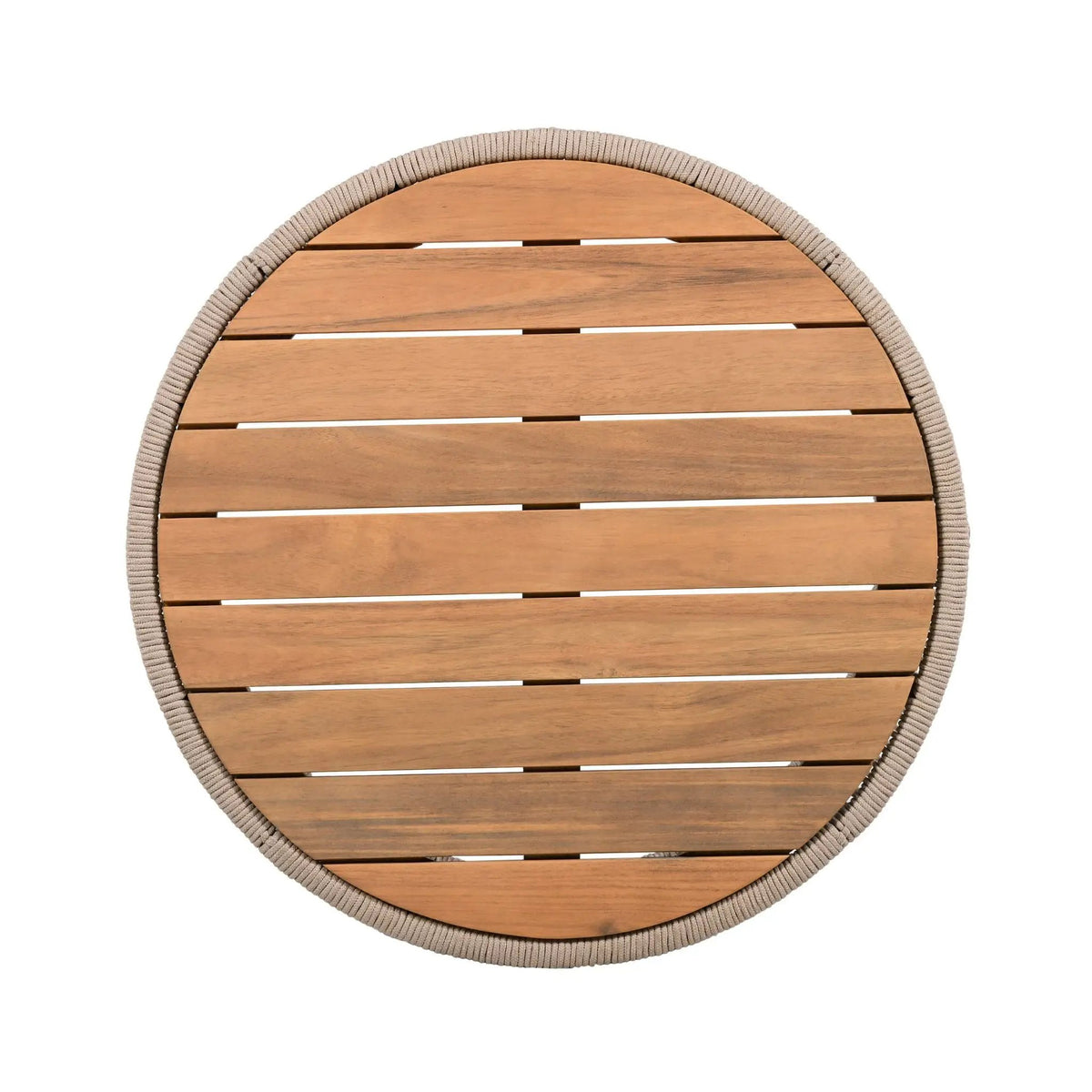Outdoor Coffee Table And Side Table Set | Modern Rustic Style | Woven Rope Design | Acacia Wood And Iron