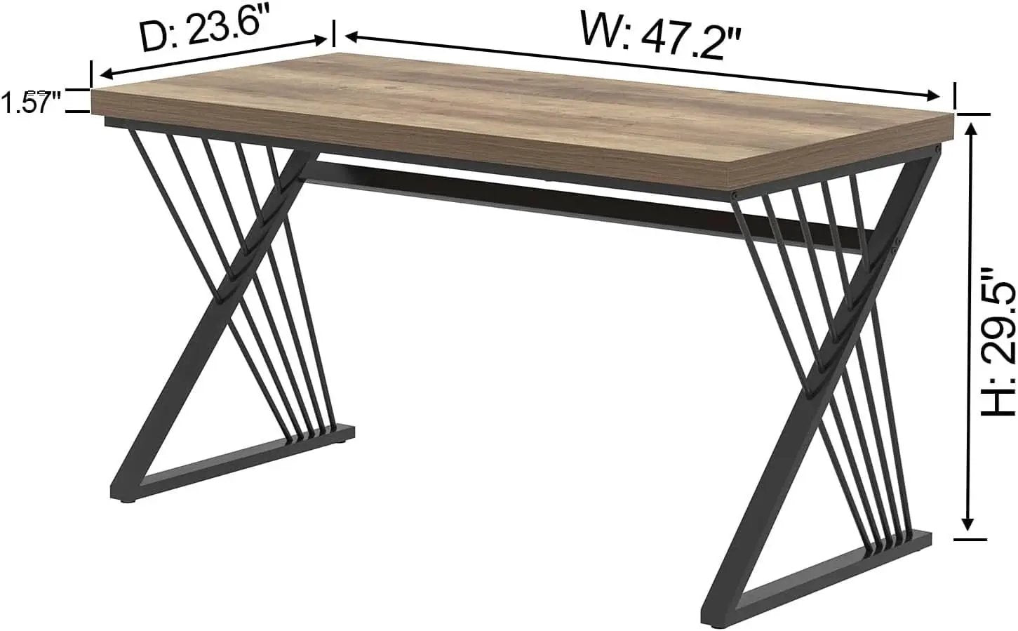 Modern Rustic Oak Computer Desk with Sturdy Metal Frame from PriceLows™