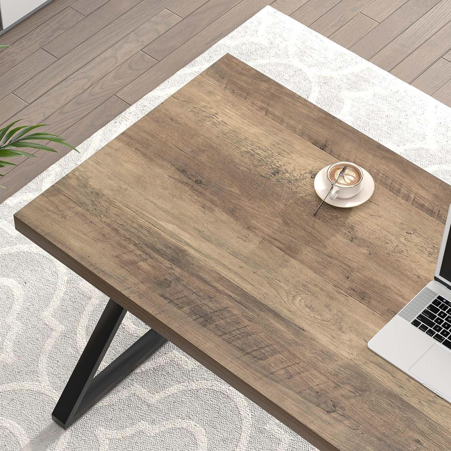 Modern Rustic Oak Computer Desk with Sturdy Metal Frame from PriceLows™