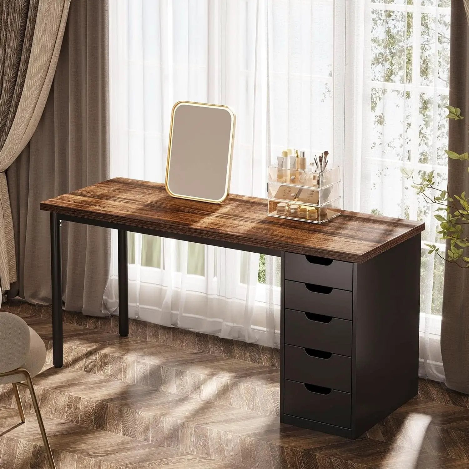 Modern Simple Computer Desk with Reversible Drawers for Space Saving from PriceLows™