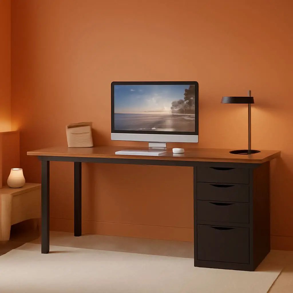 Modern Simple Computer Desk with Reversible Drawers for Space Saving from PriceLows™