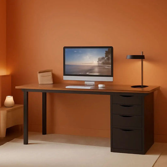 Modern Simple Computer Desk with Reversible Drawers for Space Saving from PriceLows™