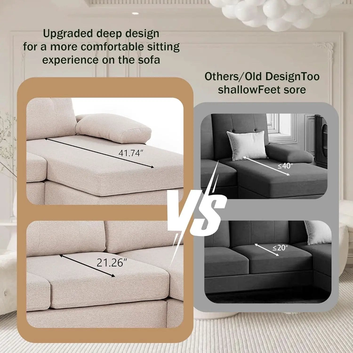 Modern U Shaped Sectional Couch With Double Chaise from PriceLows™