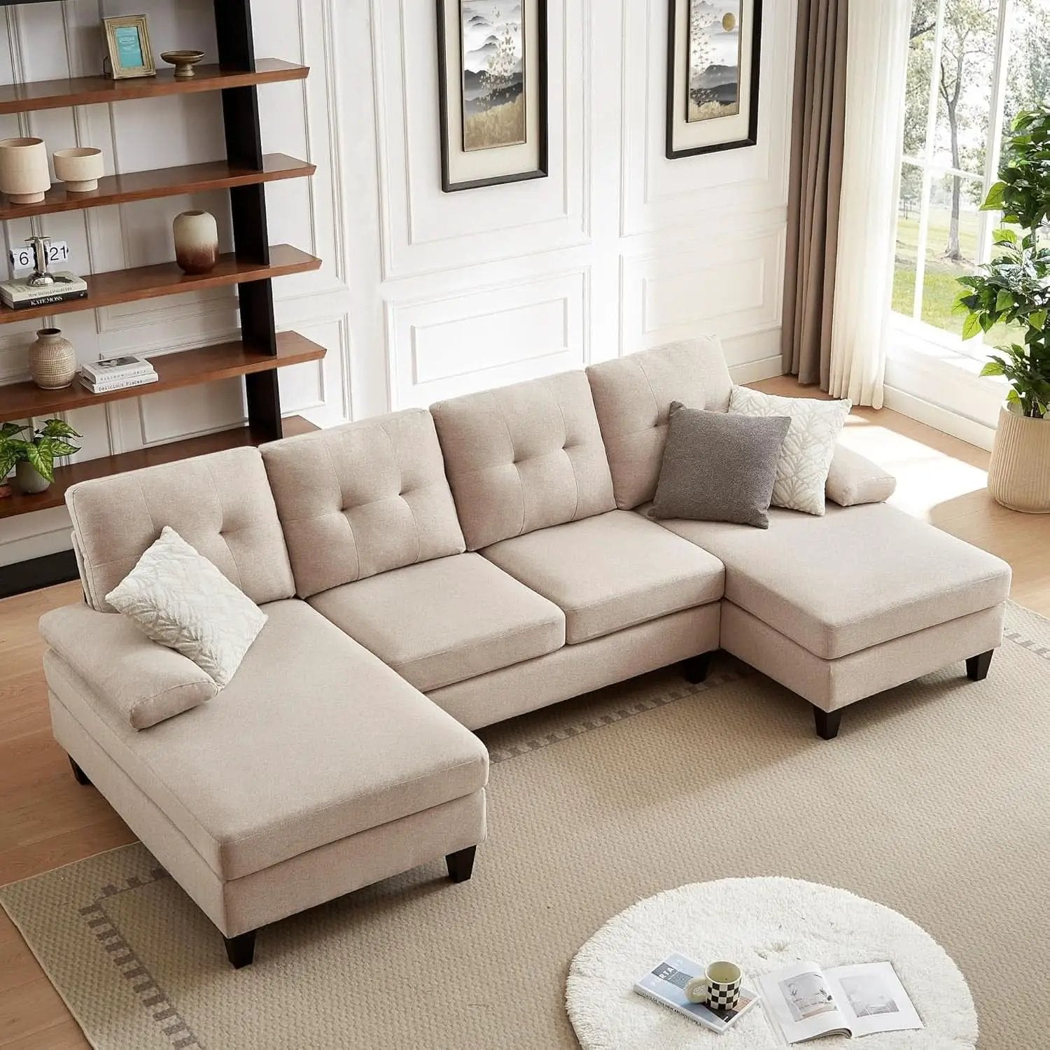 Modern U Shaped Sectional Couch With Double Chaise from PriceLows™