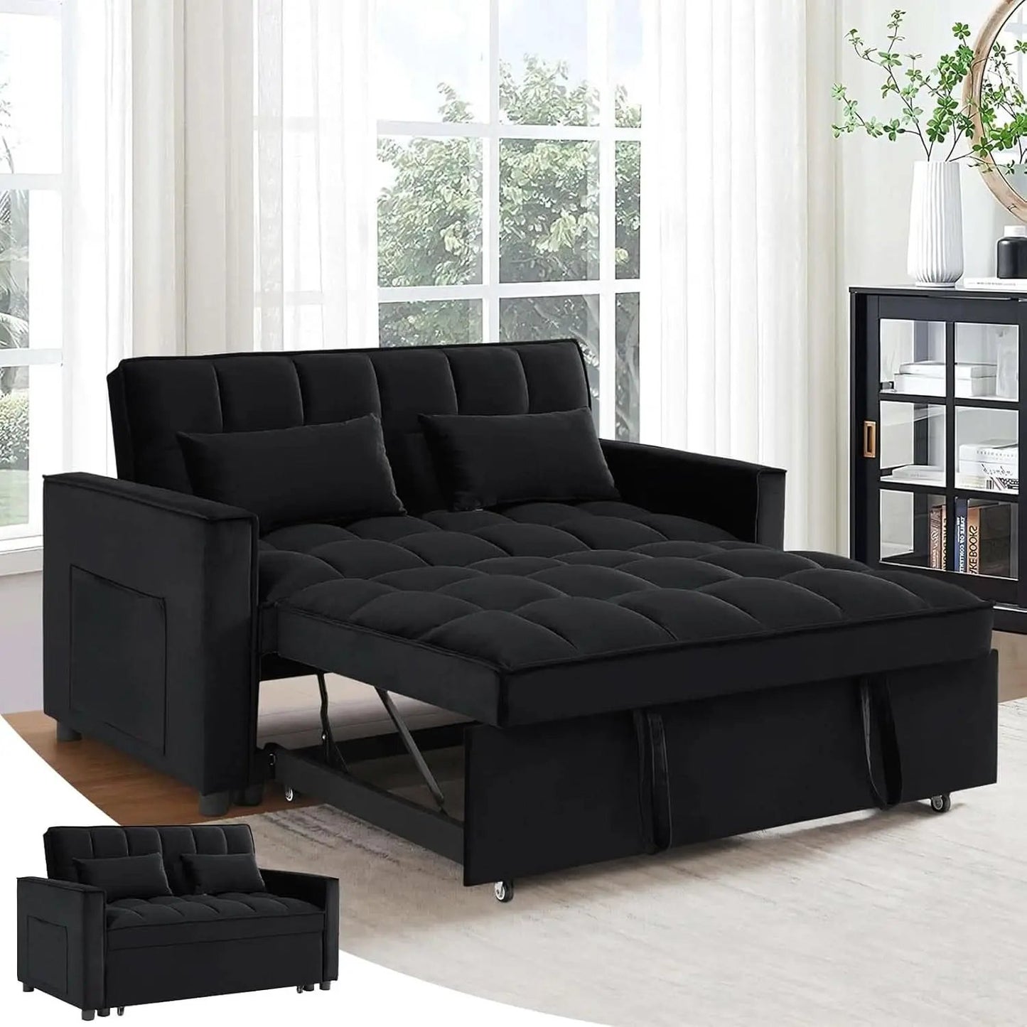 Modern Velvet 3 in 1 Convertible Sleeper Sofa Bed from PriceLows™