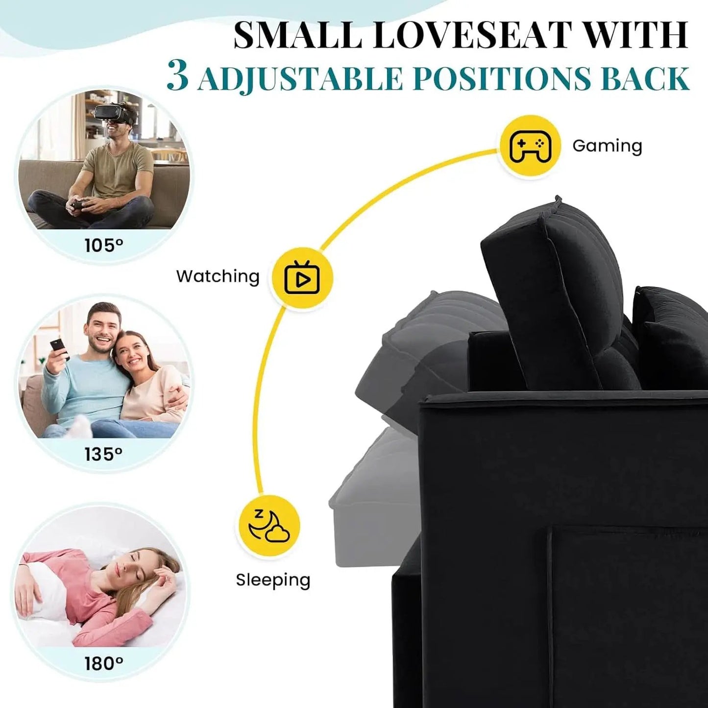 Modern Velvet 3 in 1 Convertible Sleeper Sofa Bed from PriceLows™