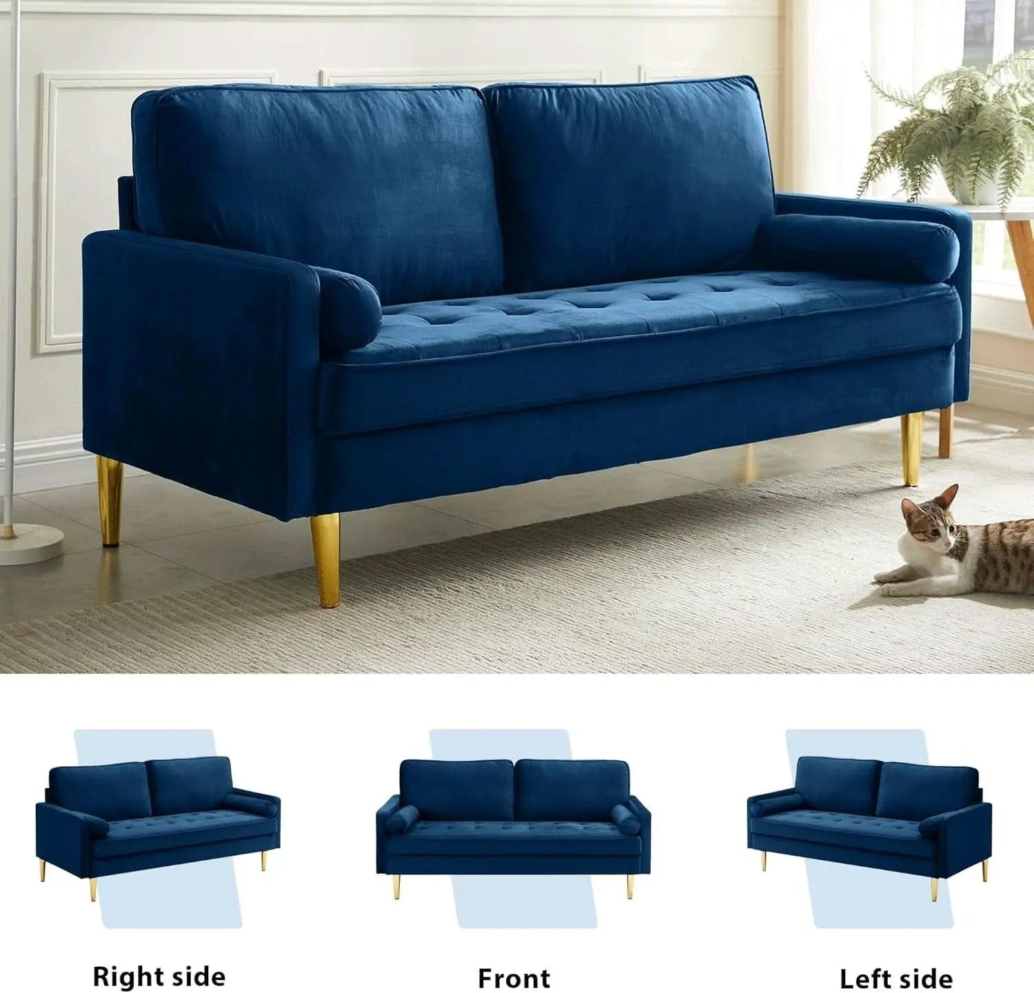 Modern Velvet Loveseat Sofa with Pillows for Comfort from PriceLows™