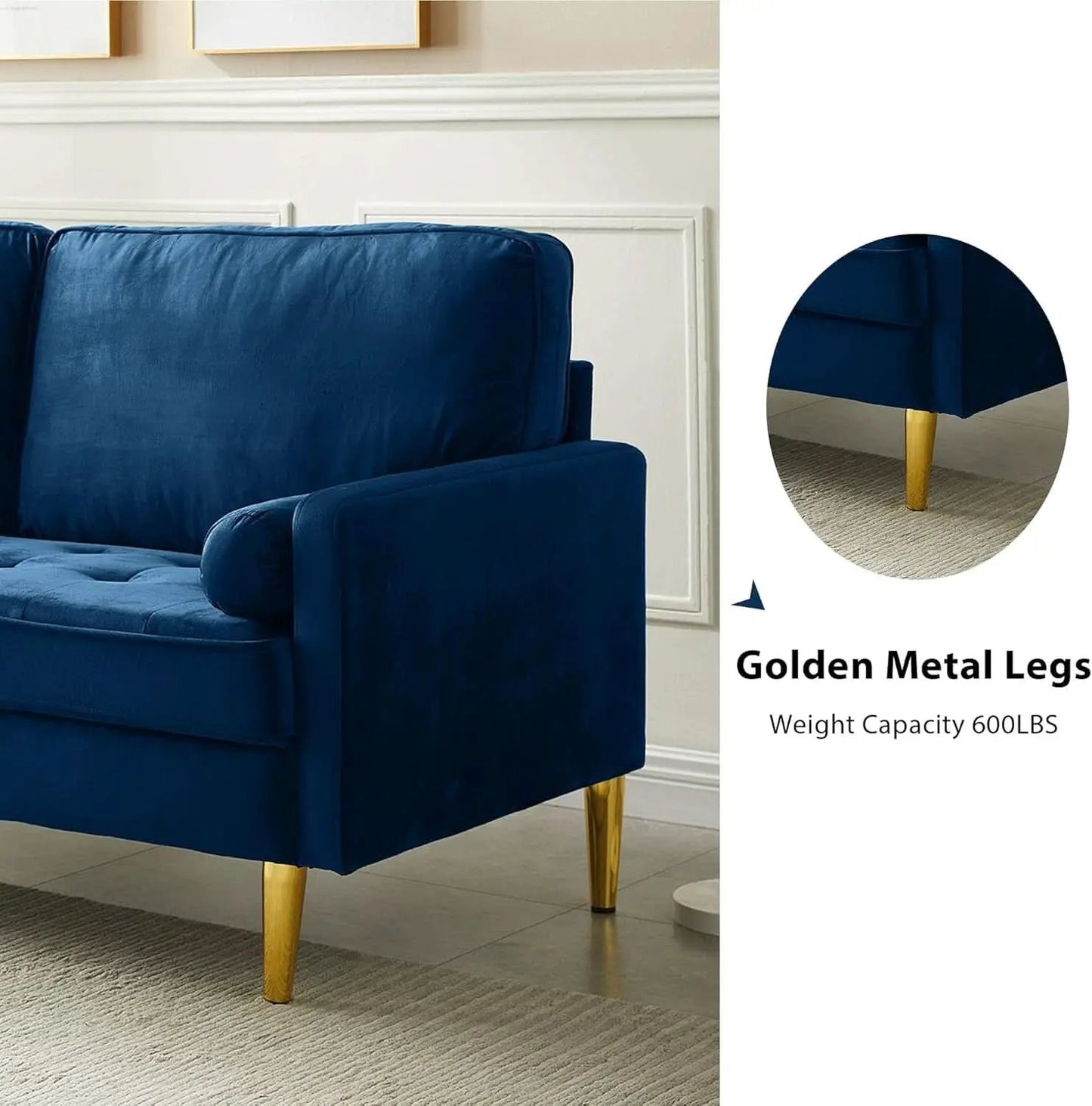 Modern Velvet Loveseat Sofa with Pillows for Comfort from PriceLows™