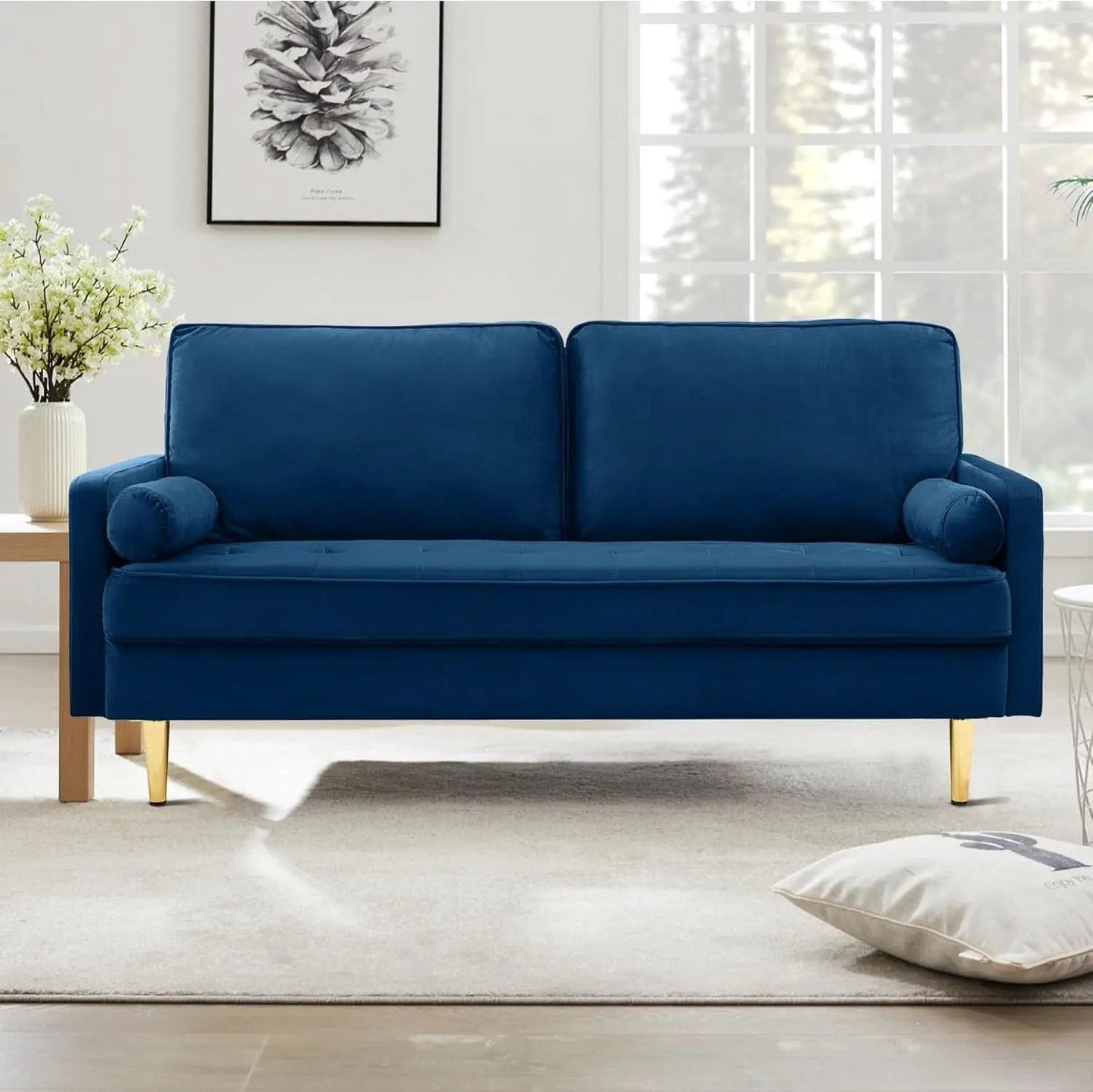 Modern Velvet Loveseat Sofa with Pillows for Comfort from PriceLows™