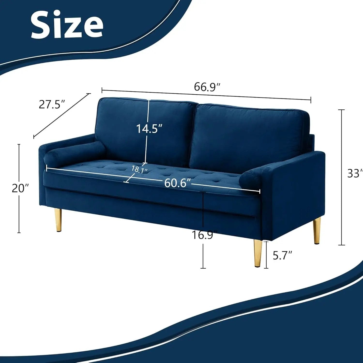 Modern Velvet Loveseat Sofa with Pillows for Comfort from PriceLows™