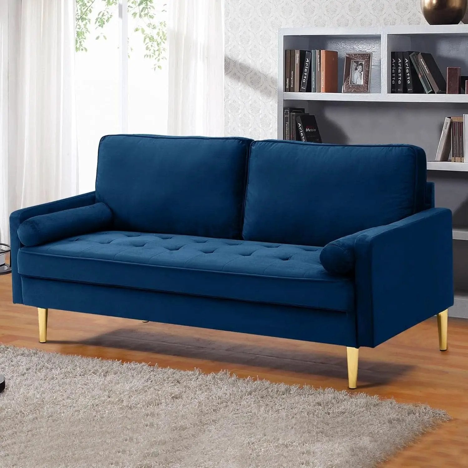 Modern Velvet Loveseat Sofa with Pillows for Comfort from PriceLows™