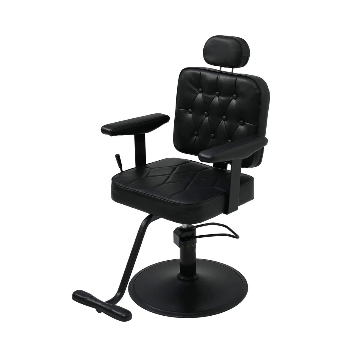 Vintage Hydraulic Barber Chair | PU Leather | Reclining Backrest | Non-Slip Heavy-Duty Base