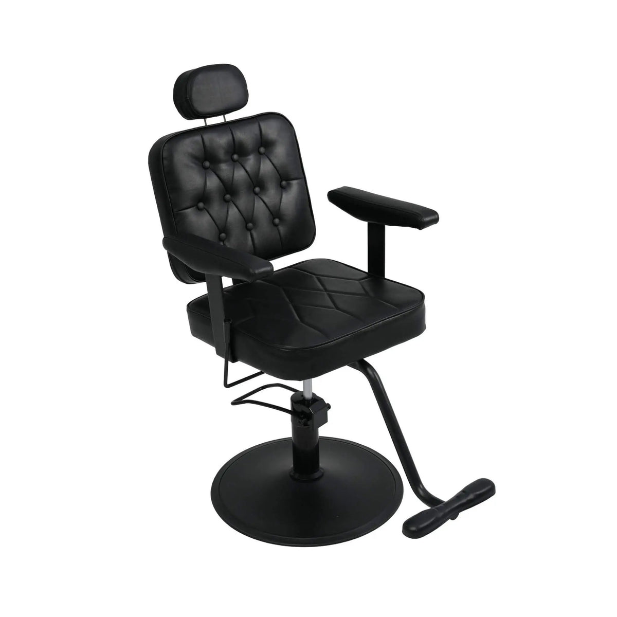 Vintage Hydraulic Barber Chair | PU Leather | Reclining Backrest | Non-Slip Heavy-Duty Base