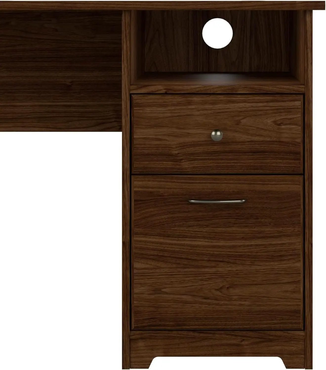 Modern Walnut L Shaped Computer Desk with Drawers from PriceLows™