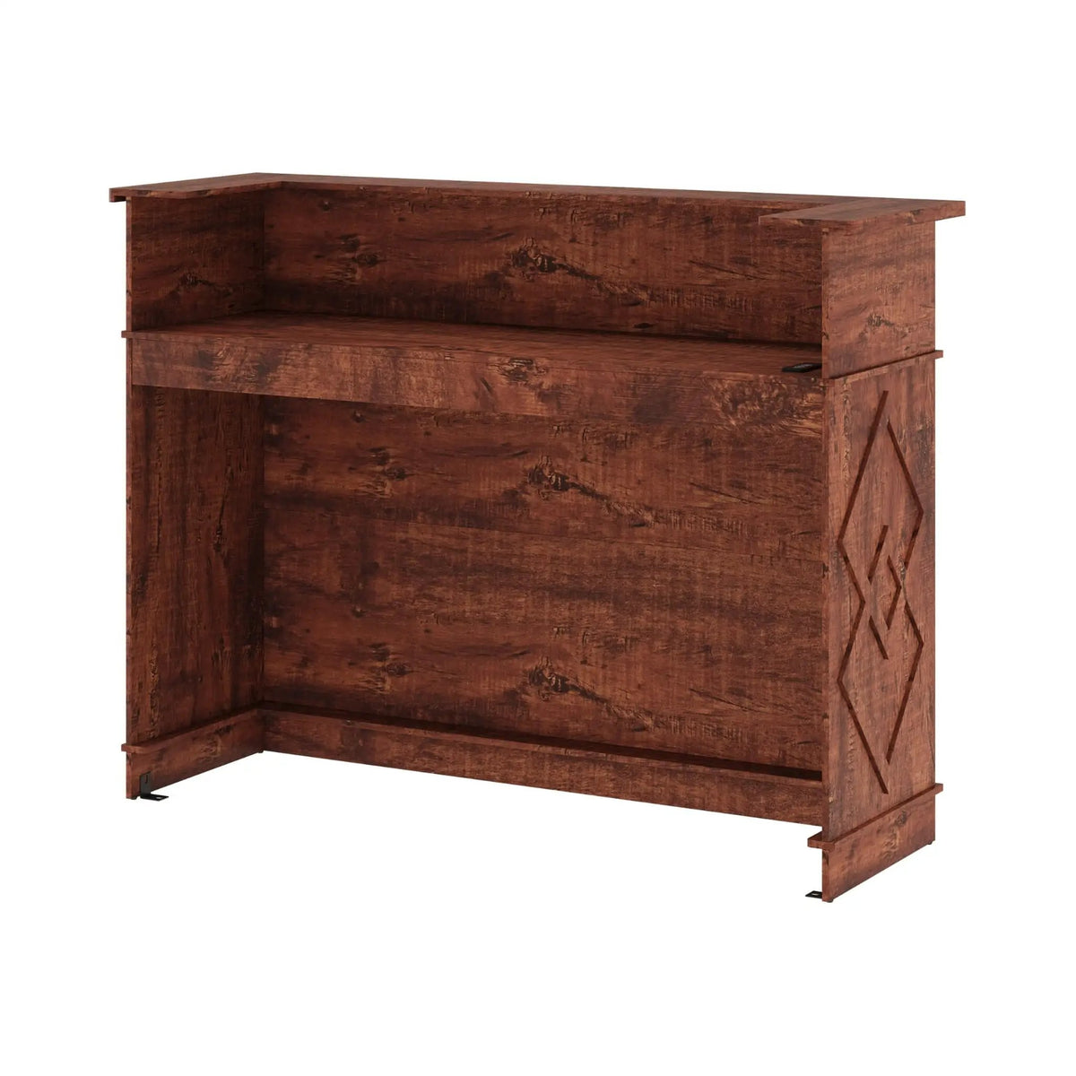 Standing Reception Desk | 52 Inch Modern Walnut | Laminate Countertop | Reinforced MDF Construction