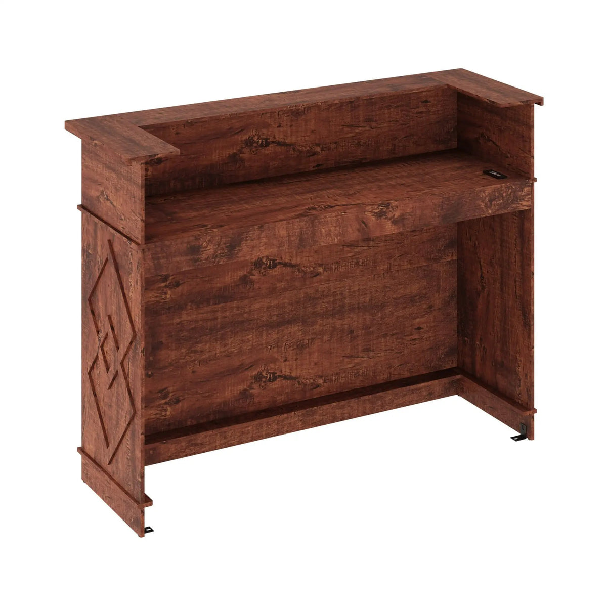 Standing Reception Desk | 52 Inch Modern Walnut | Laminate Countertop | Reinforced MDF Construction