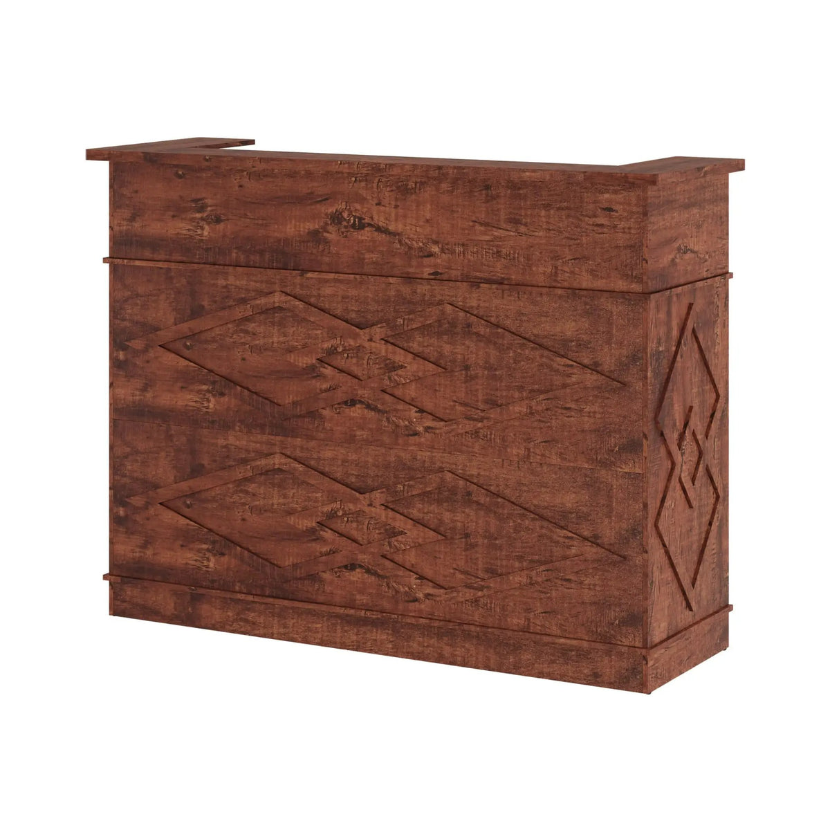 Standing Reception Desk | 52 Inch Modern Walnut | Laminate Countertop | Reinforced MDF Construction