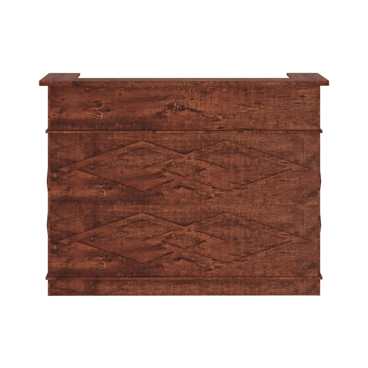 Standing Reception Desk | 52 Inch Modern Walnut | Laminate Countertop | Reinforced MDF Construction