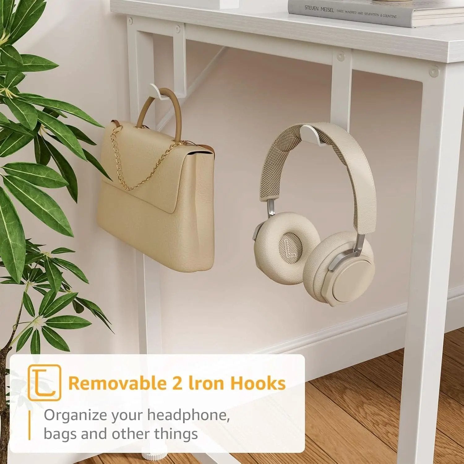 Modern White Computer Desk with Hutch and Drawers from PriceLows™
