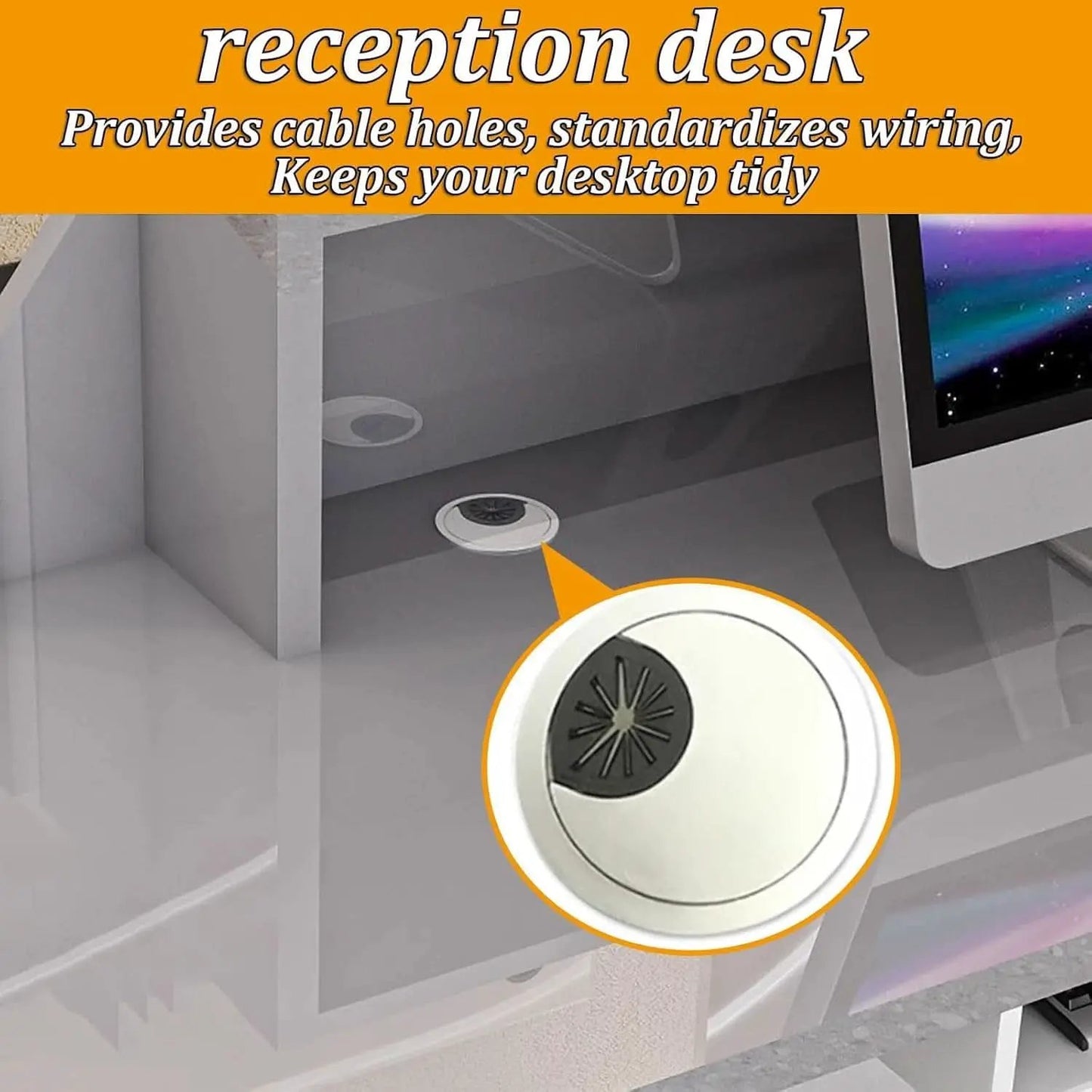 Wooden Reception Desk With Lockable Drawer 63 Inch Office Lobby Counter from PriceLows™