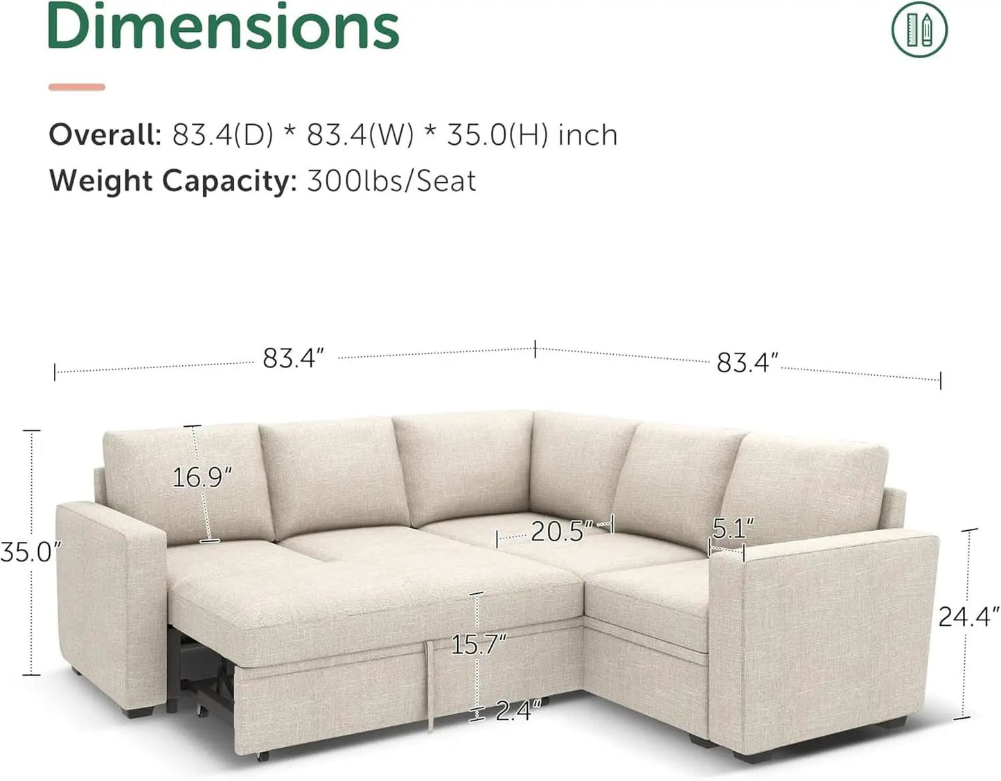 Modular Sectional Sleeper Sofa With Storage For Living Room from PriceLows™