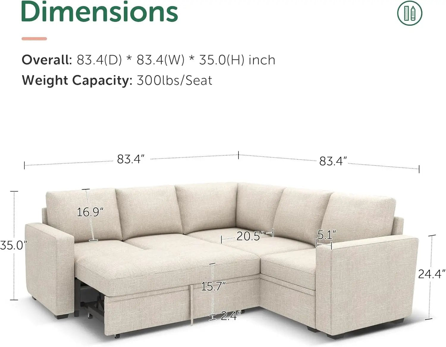 Modular Sectional Sleeper Sofa With Storage For Living Room from PriceLows™