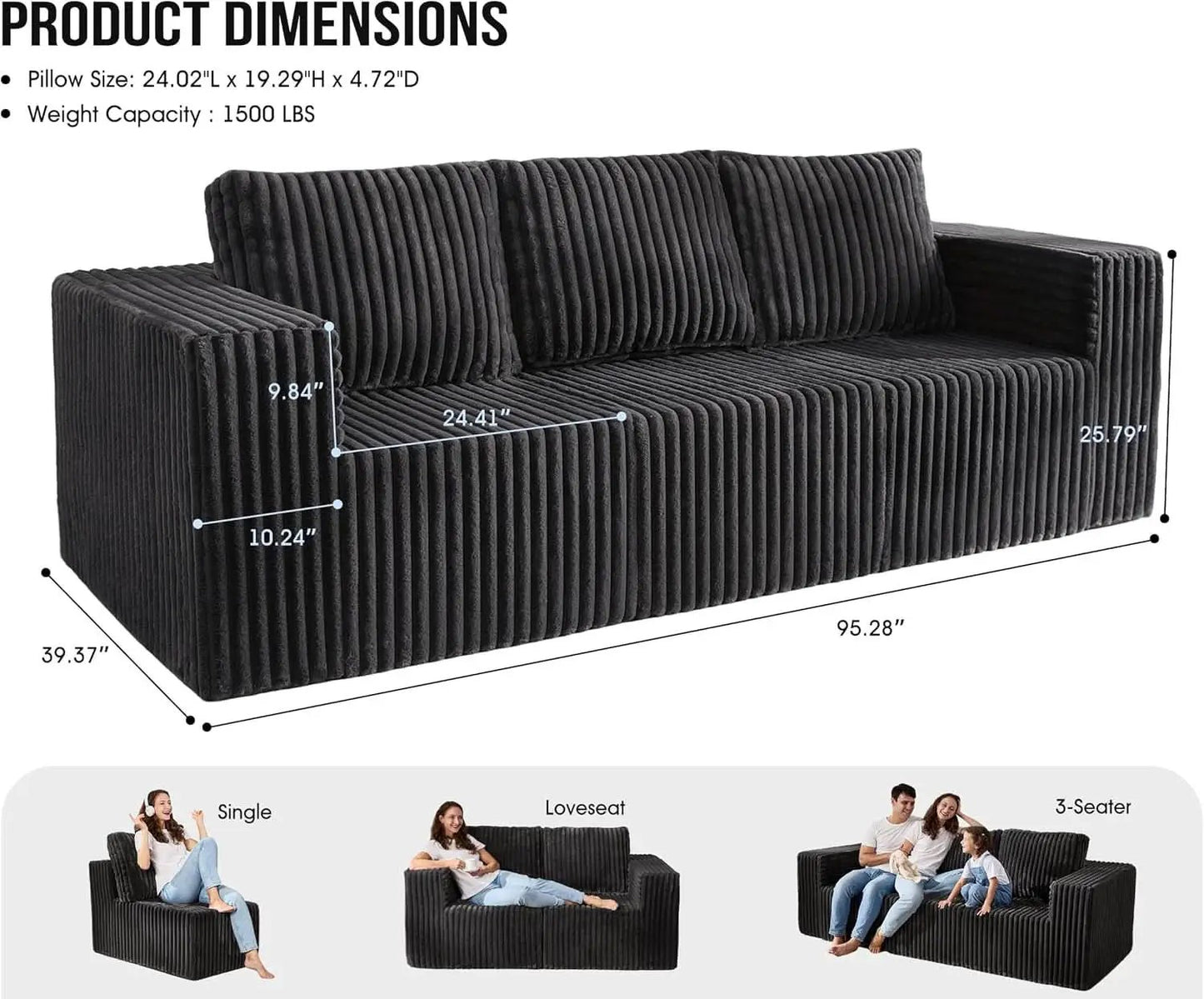 Modular Sectional Sofa With Deep Memory Foam Comfort from PriceLows™