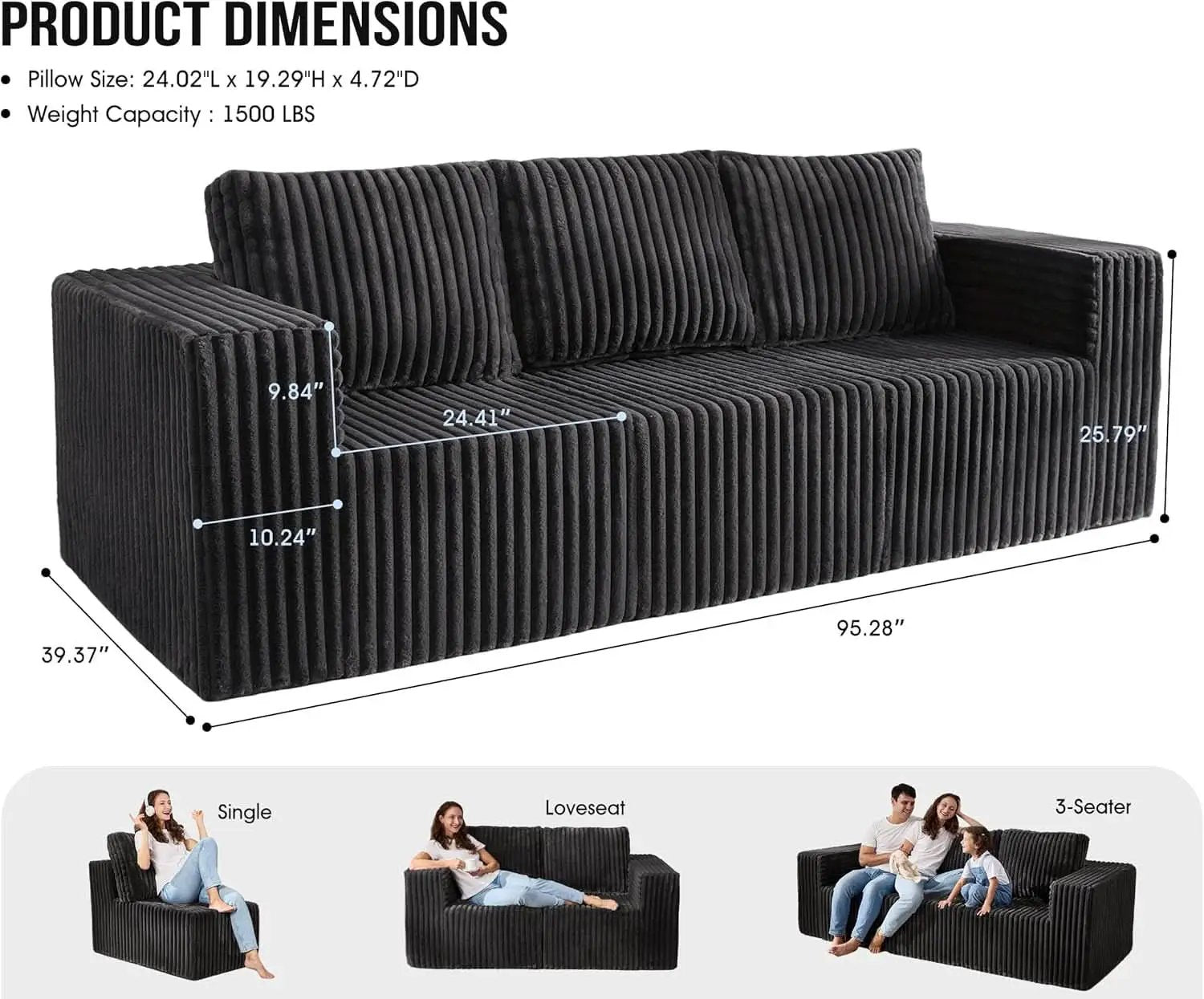 Modular Sectional Sofa With Deep Memory Foam Comfort from PriceLows™