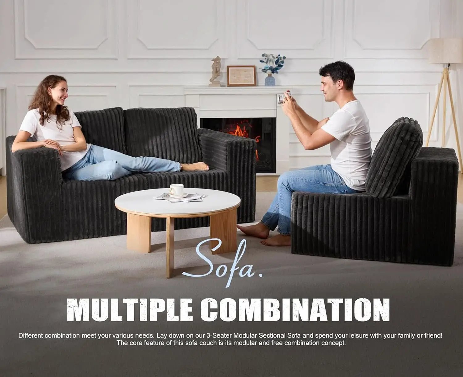Modular Sectional Sofa With Deep Memory Foam Comfort from PriceLows™