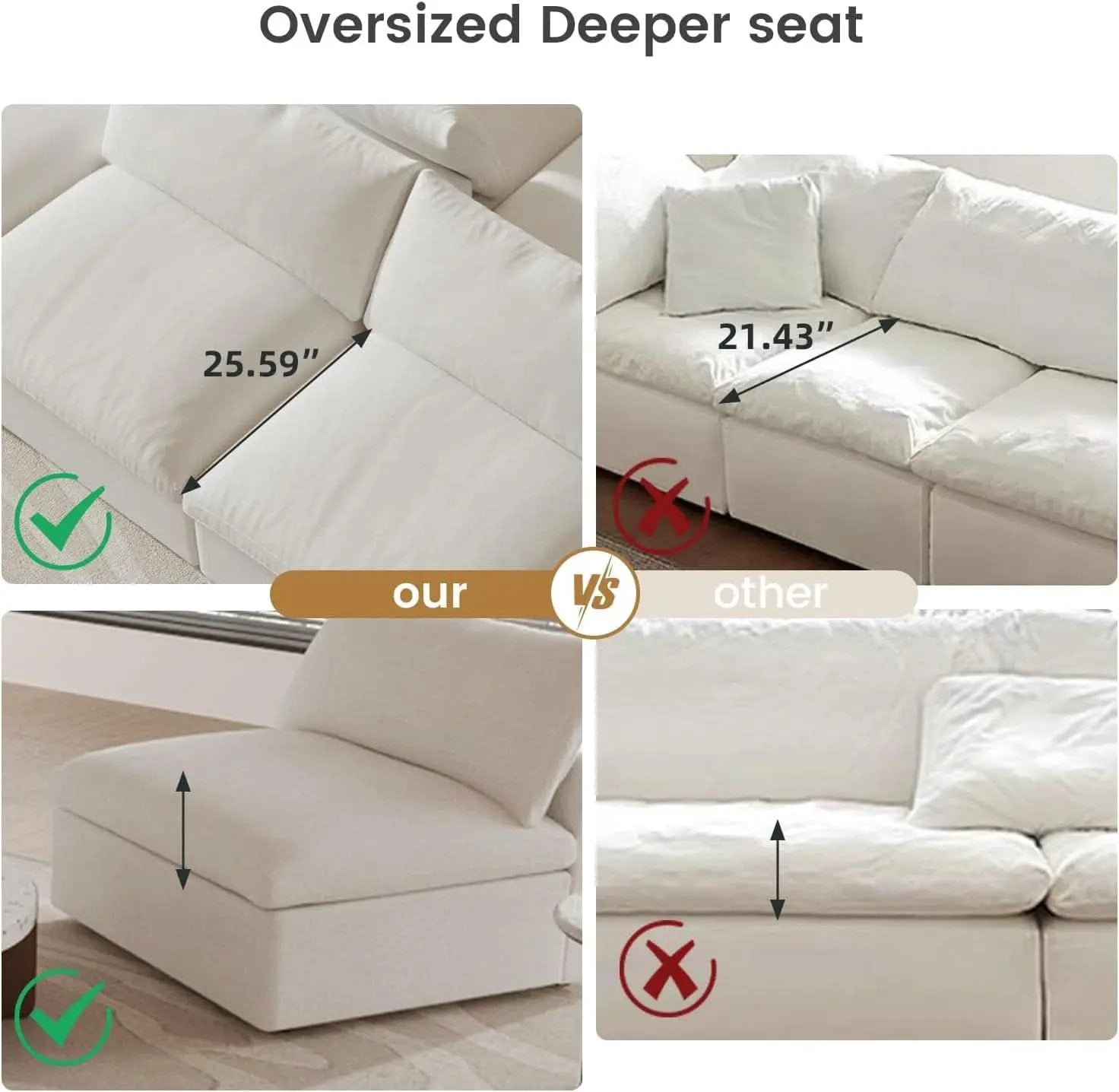 Modular Sectional Sofa with Storage Ottoman and Washable Covers from PriceLows™