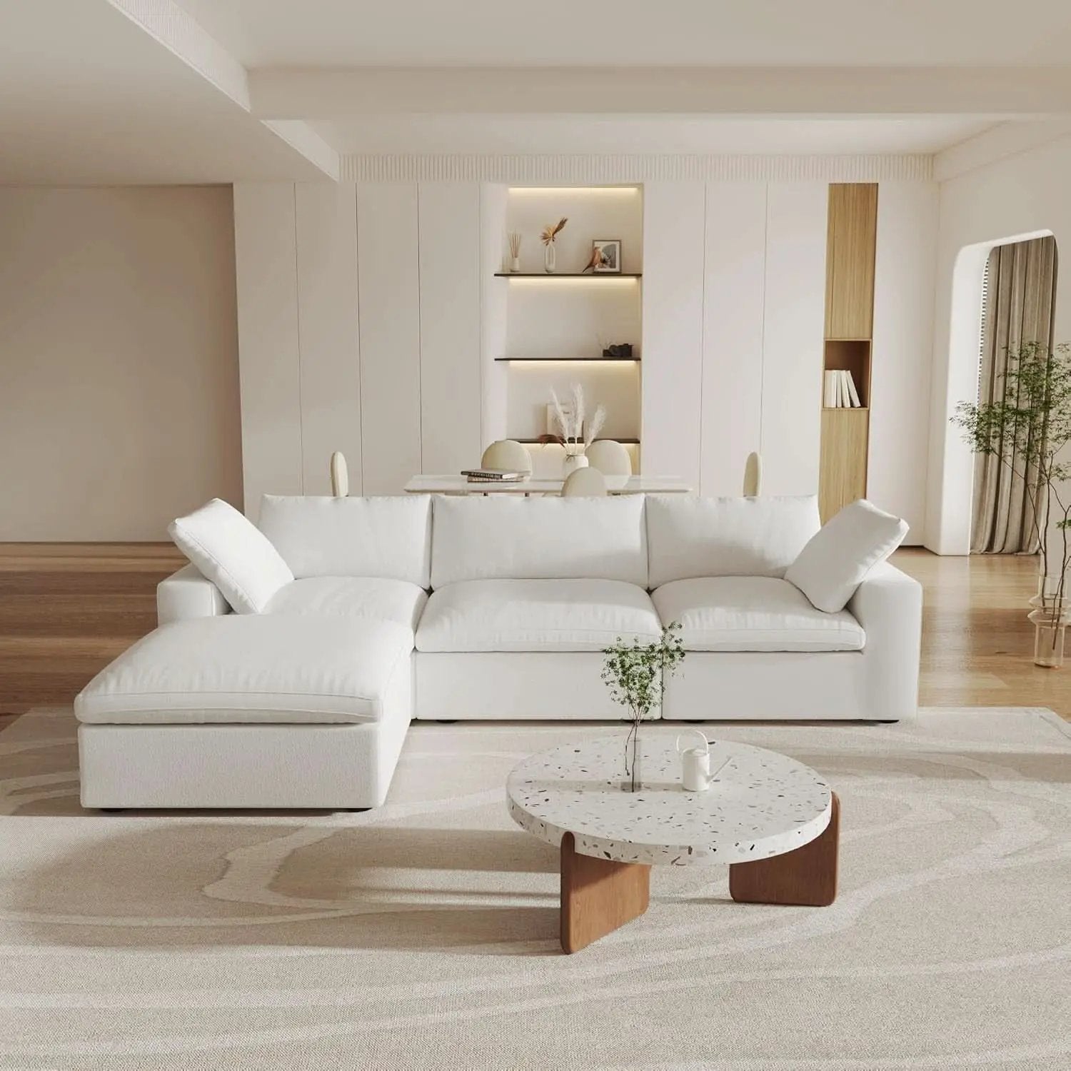 Modular Sectional Sofa with Storage Ottoman and Washable Covers from PriceLows™