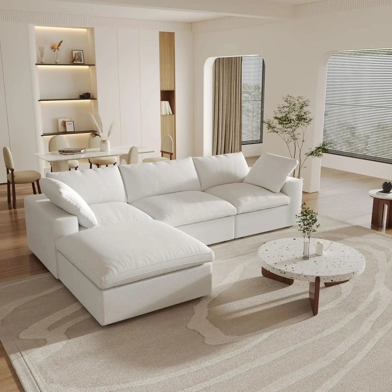 Modular Sectional Sofa with Storage Ottoman and Washable Covers from PriceLows™