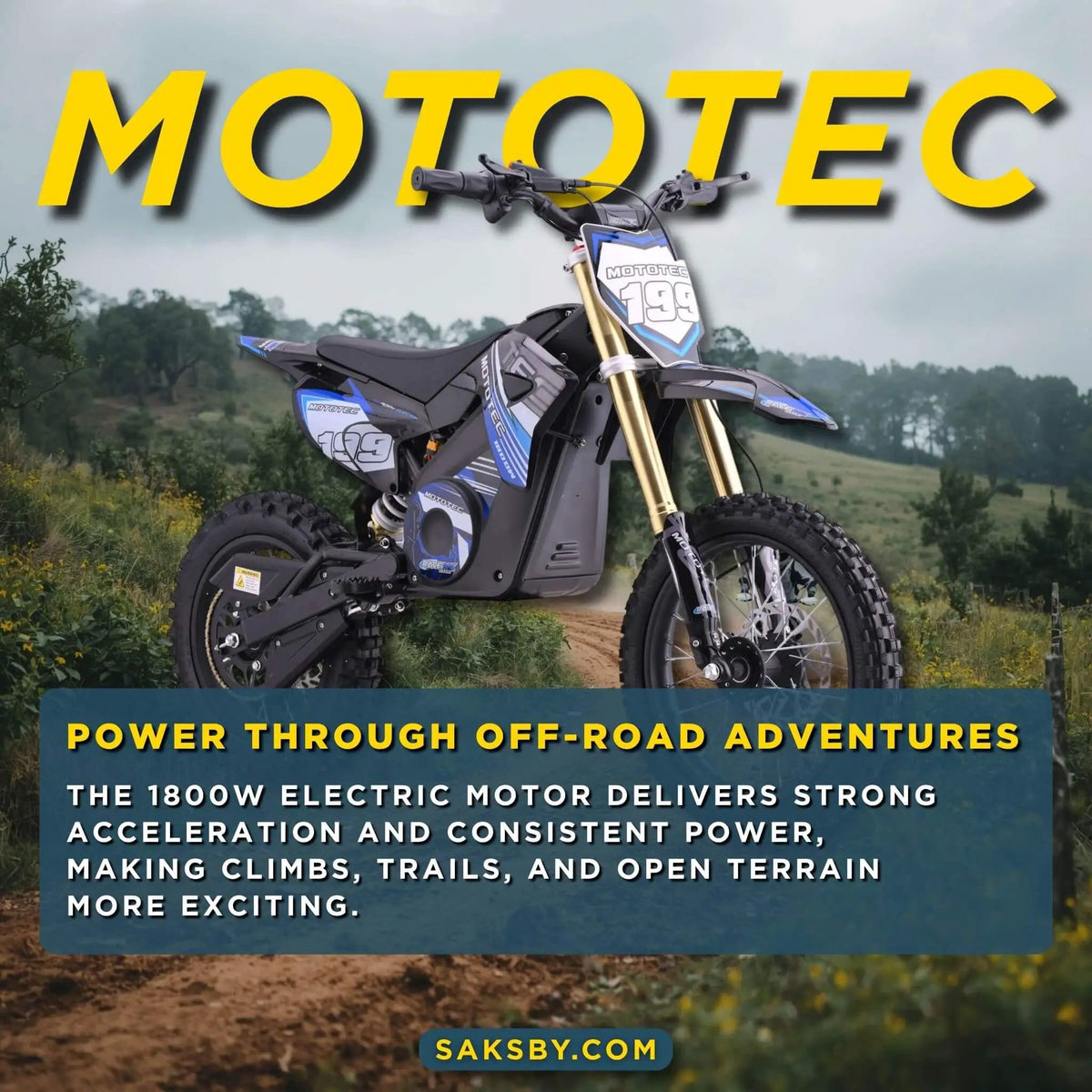 Electric Dirt Bike | MotoTec 48V 1800W Pro | Front And Rear Disc Brakes | Hydraulic Front Shocks