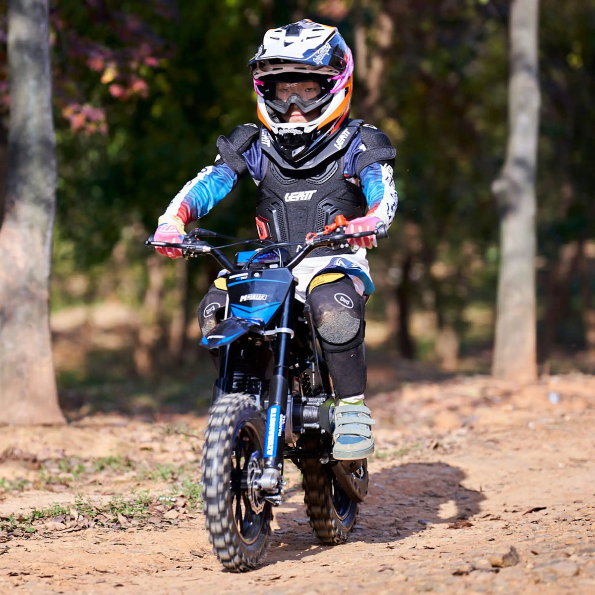 Kids Gas Dirt Bike | MotoTec Thunder 50CC | 2-Stroke Engine | Chromoly Steel Frame