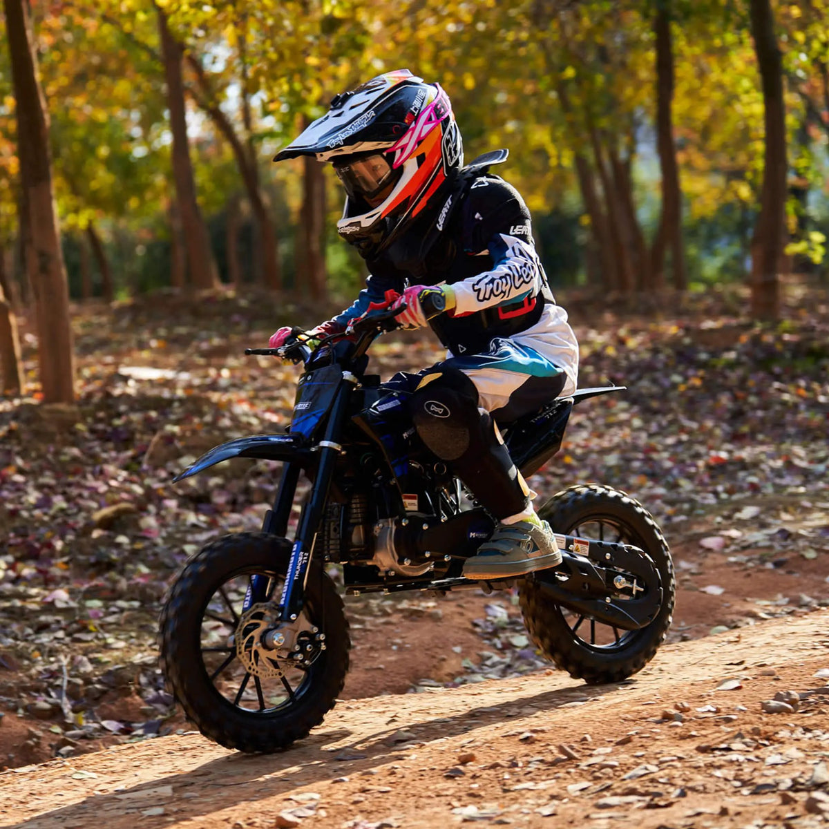 Kids Gas Dirt Bike | MotoTec Thunder 50CC | 2-Stroke Engine | Chromoly Steel Frame
