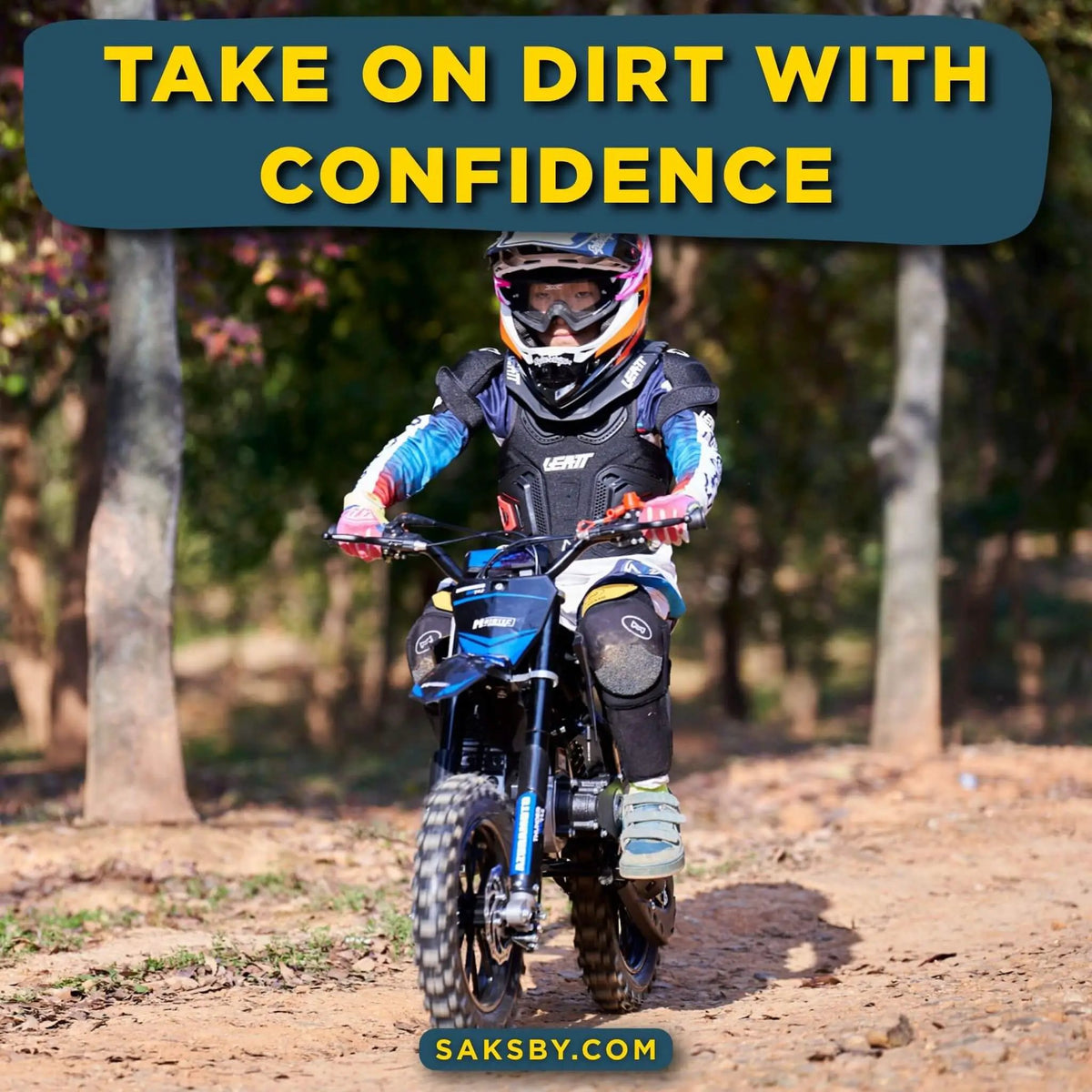 Kids Gas Dirt Bike | MotoTec Thunder 50CC | 2-Stroke Engine | Chromoly Steel Frame