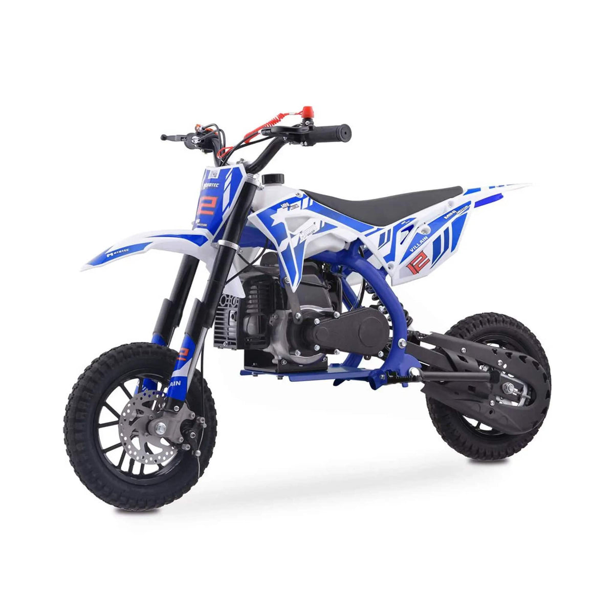 Kids Gas Dirt Bike | MotoTec Villain 52CC | 2-Stroke Engine | Throttle Limiter And Kill Switch