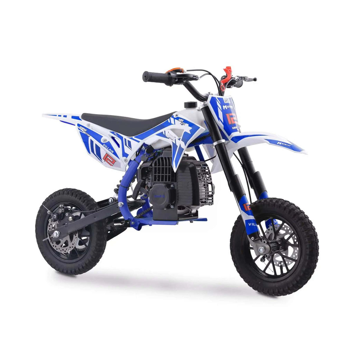 Kids Gas Dirt Bike | MotoTec Villain 52CC | 2-Stroke Engine | Throttle Limiter And Kill Switch