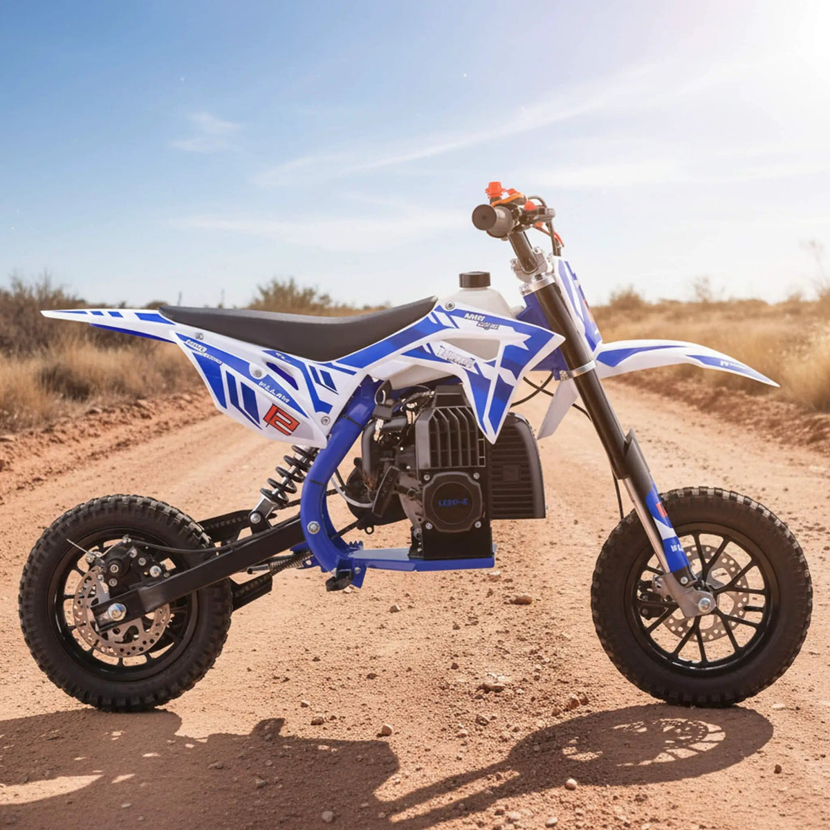 Kids Gas Dirt Bike | MotoTec Villain 52CC | 2-Stroke Engine | Throttle Limiter And Kill Switch