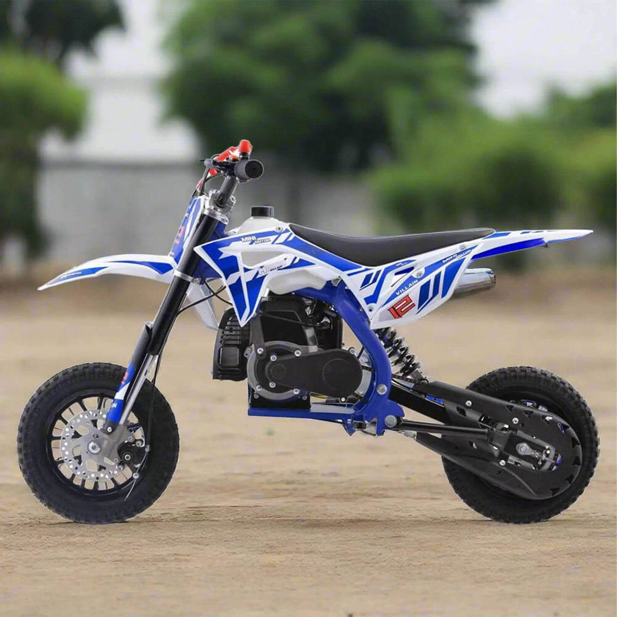 Kids Gas Dirt Bike | MotoTec Villain 52CC | 2-Stroke Engine | Throttle Limiter And Kill Switch
