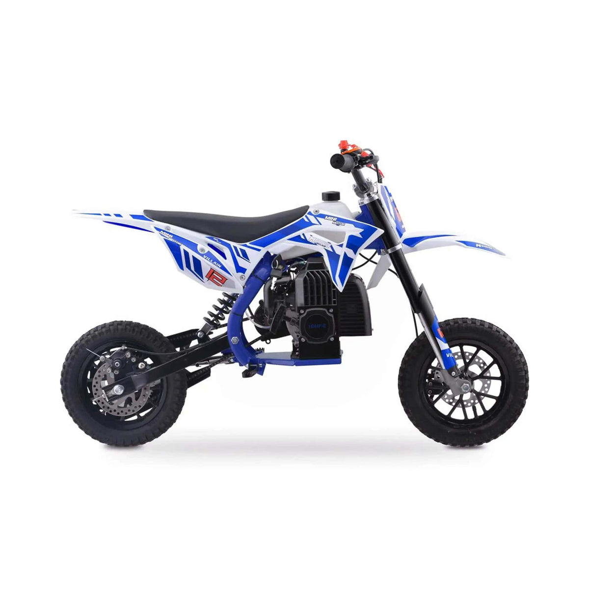 Kids Gas Dirt Bike | MotoTec Villain 52CC | 2-Stroke Engine | Throttle Limiter And Kill Switch