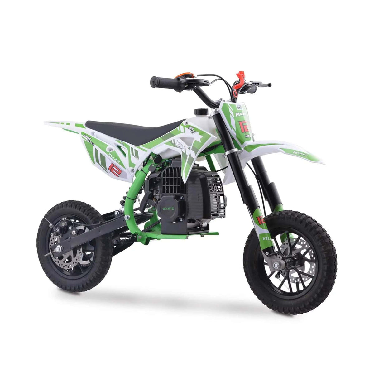 Kids Gas Dirt Bike | MotoTec Villain 52CC | 2-Stroke Engine | Throttle Limiter And Kill Switch
