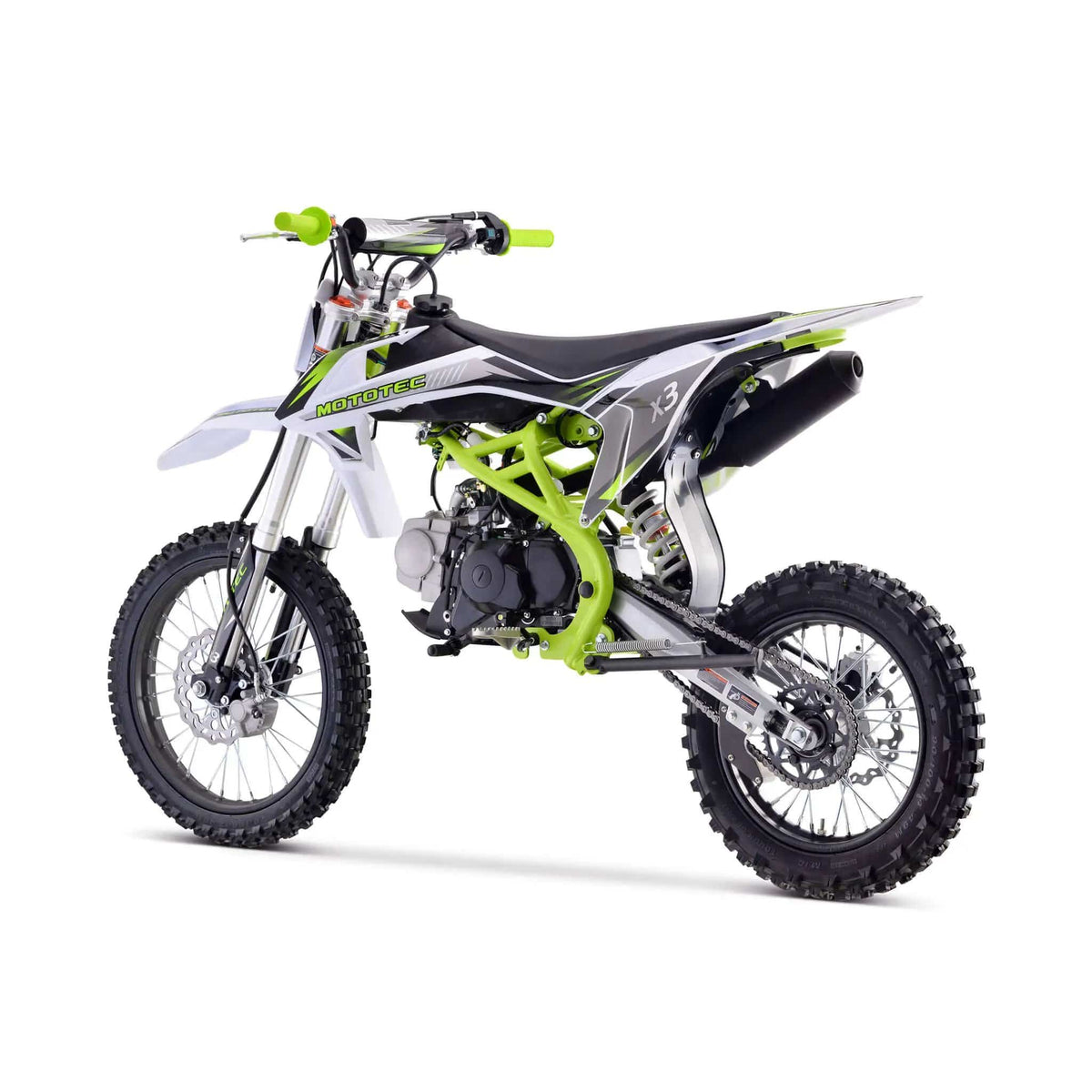 Gas Dirt Bike | MotoTec X3 125CC | 4-Stroke Engine | Lightweight Green Frame