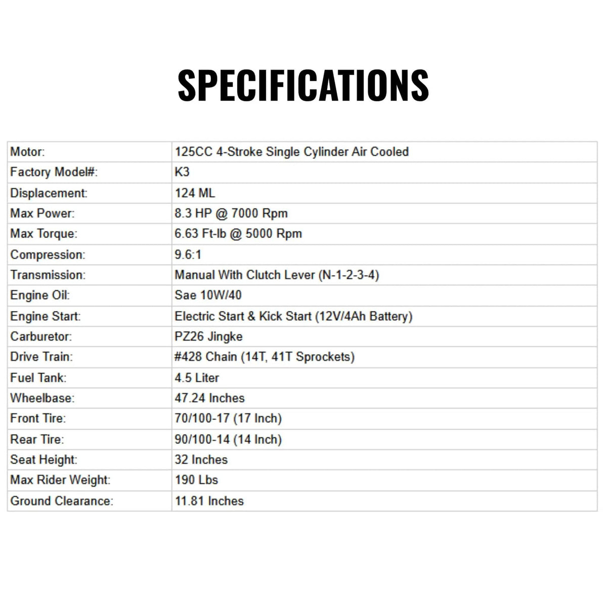 Gas Dirt Bike | MotoTec X3 125CC | 4-Stroke Engine | Lightweight Green Frame