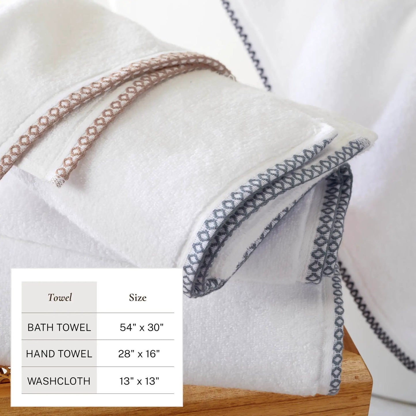 Cotton Border-Stitched 6-Piece Towel Set - Valery Collection from PriceLows™
