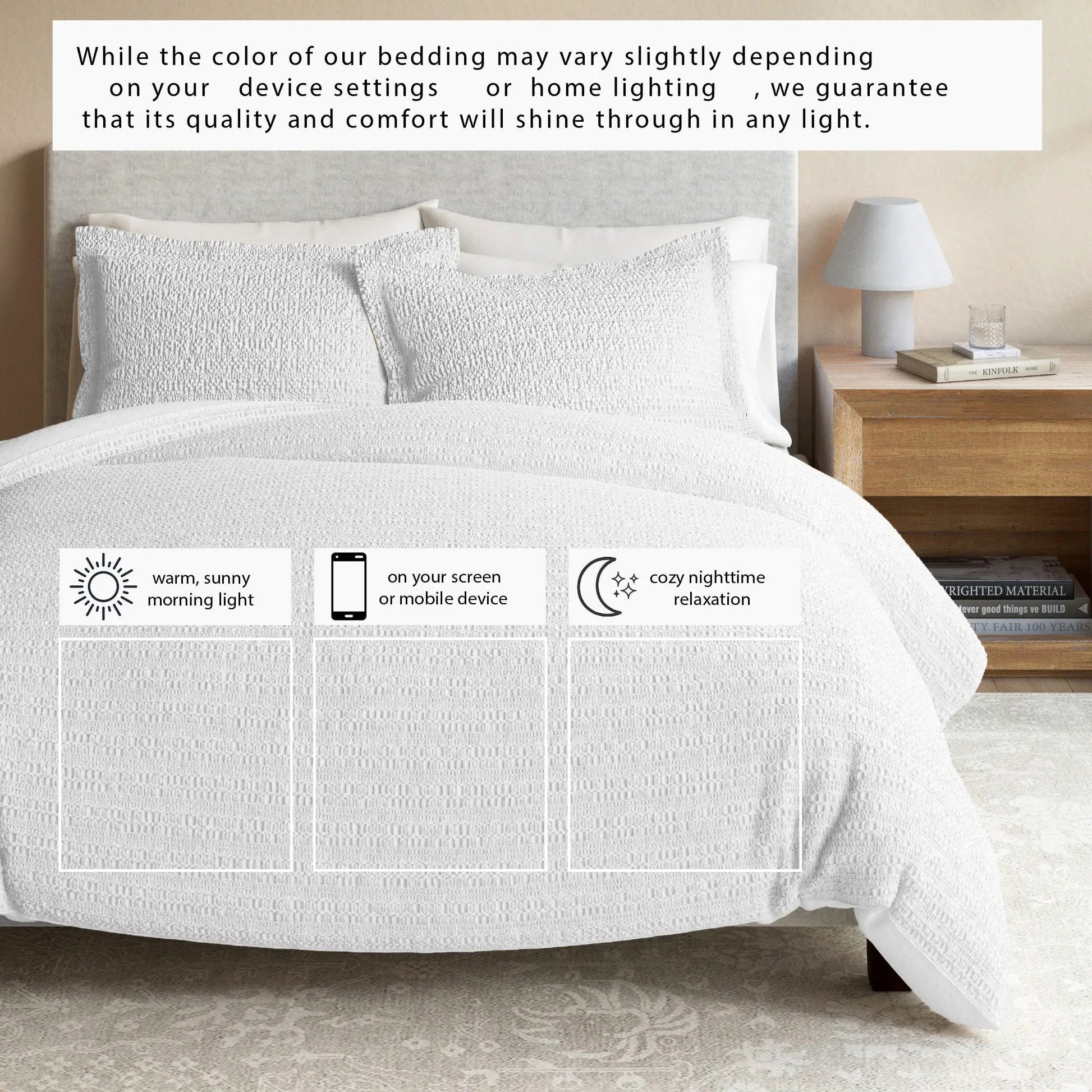 100% Cotton Honeycomb Waffle Duvet Set - Mattea Collection from PriceLows™