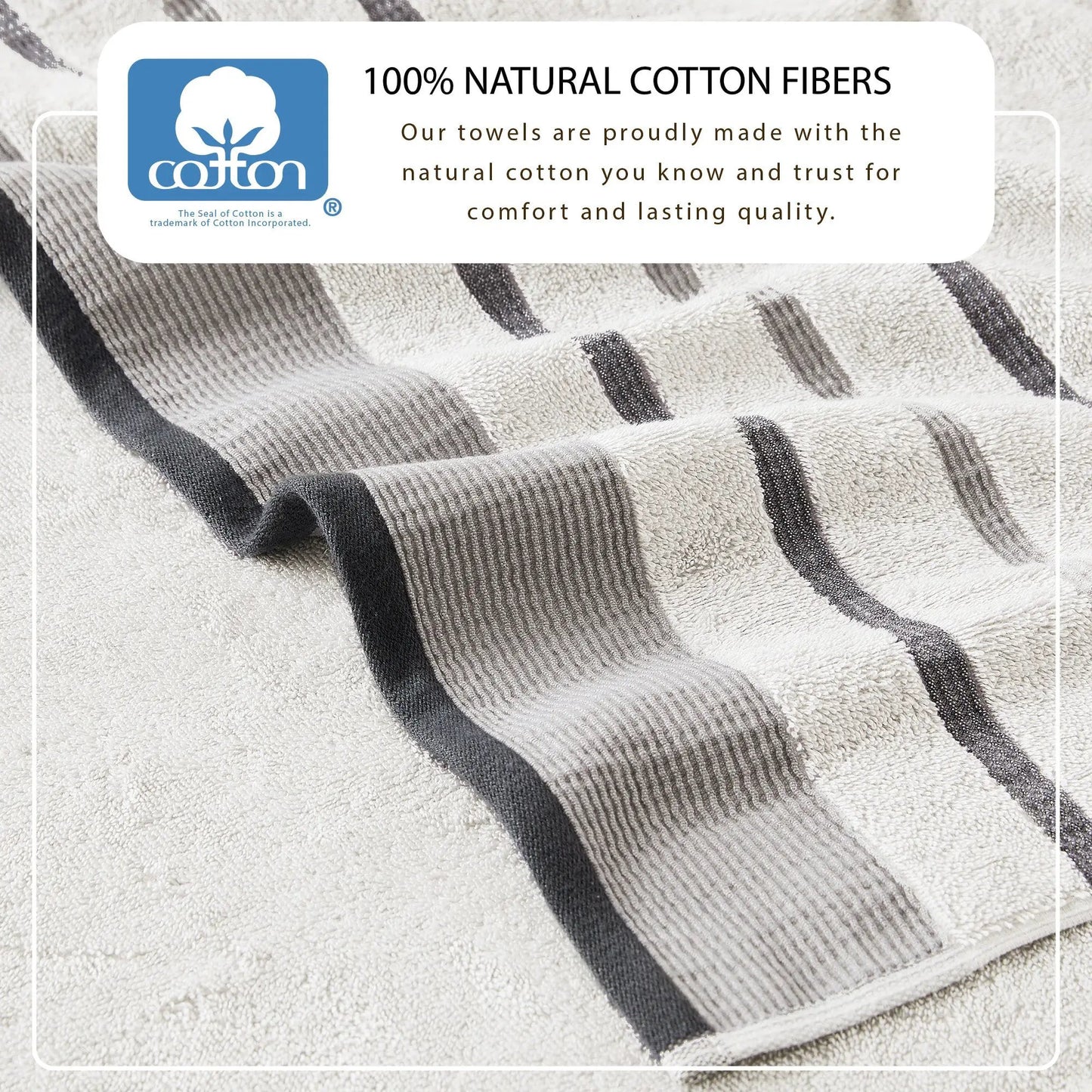 Decorative Cotton Stripe Bath Towel Set - Noelle Collection from PriceLows™