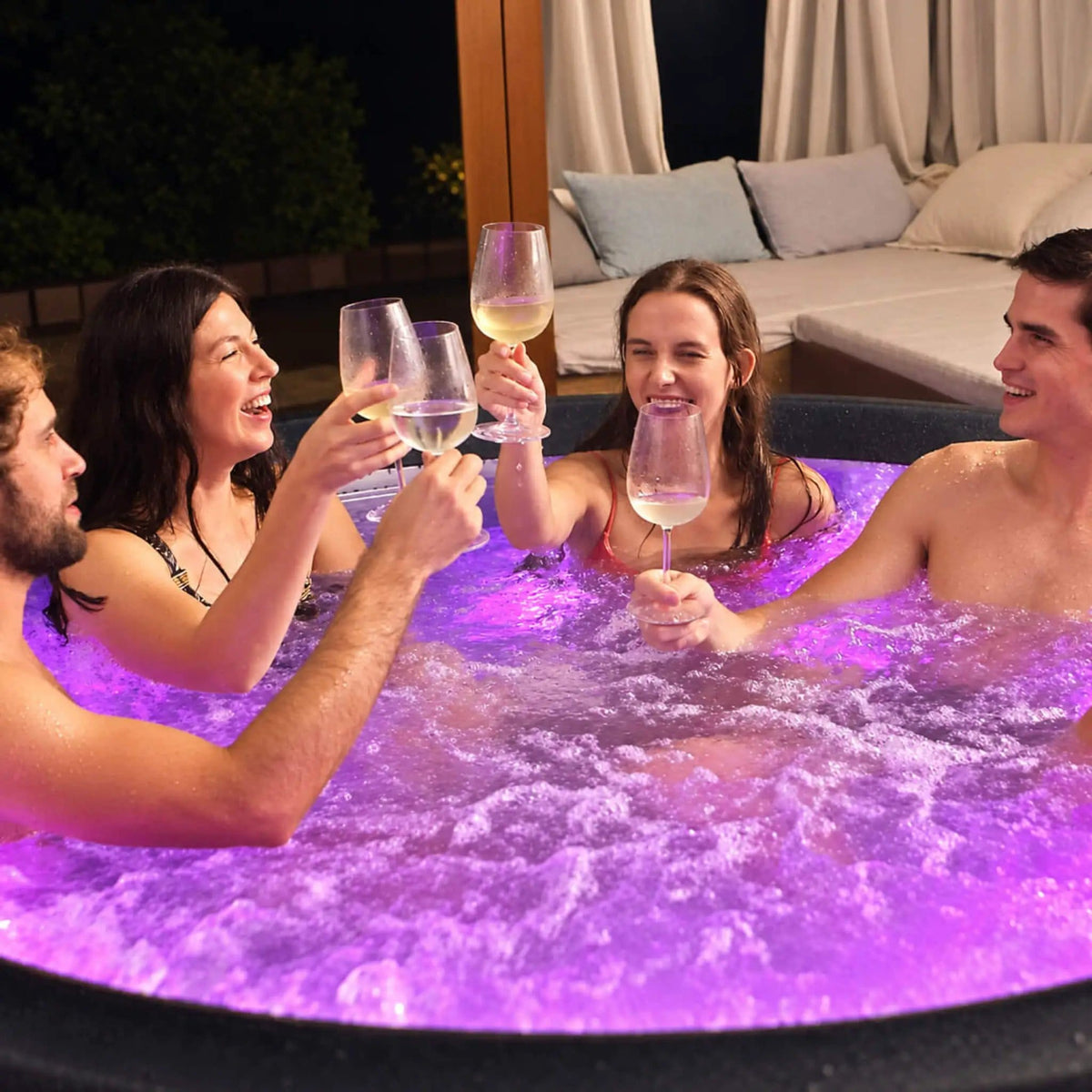 Inflatable Round Hot Tub | MSpa Aurora Urban Series | Six-Person Capacity | Hydro Massage