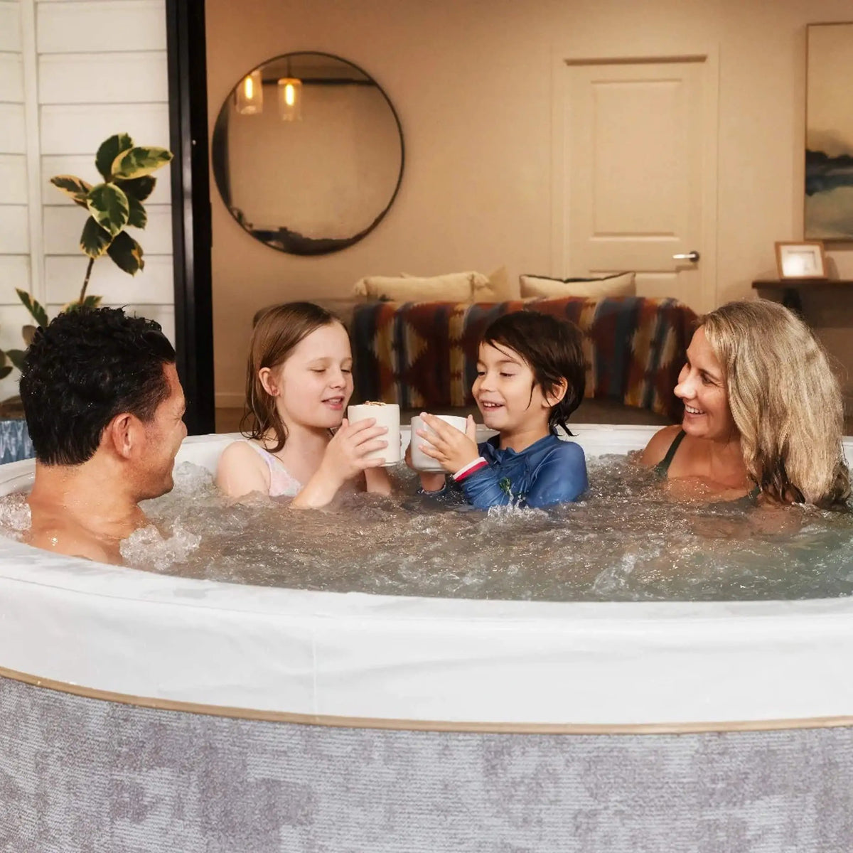 Inflatable Round Hot Tub | MSpa Cocoon Verto Series | Six-Person Capacity | SyncJet Hydro Massage