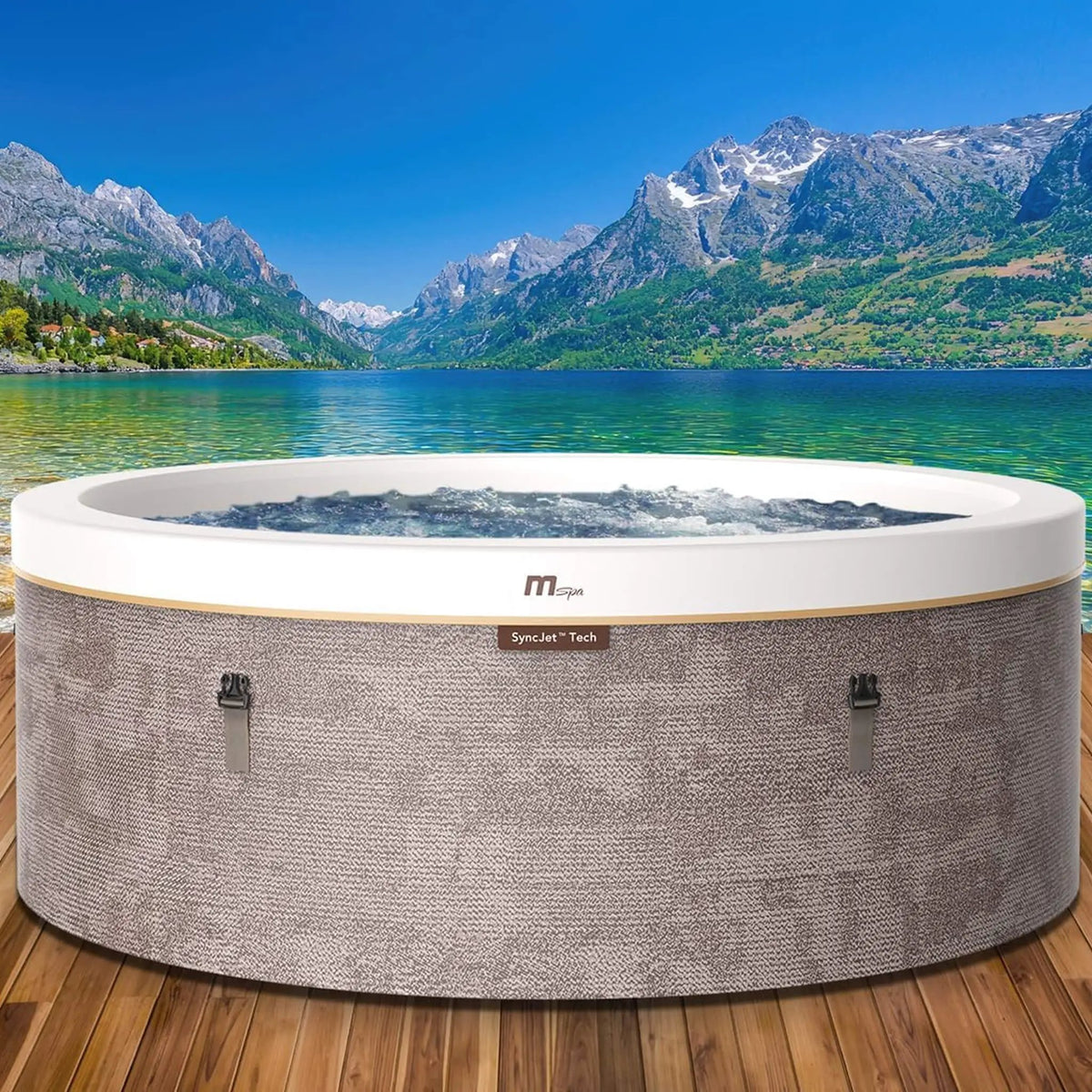 Inflatable Round Hot Tub | MSpa Cocoon Verto Series | Six-Person Capacity | SyncJet Hydro Massage